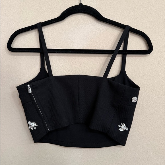 Maje Lifly Black Embellished Women's Crop Top - Picture 2 of 5
